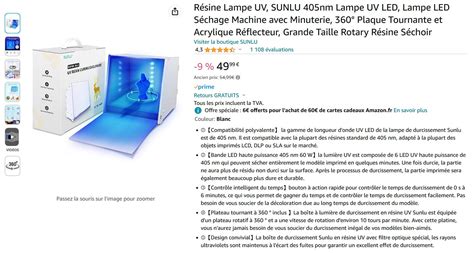 Boite à lumière UV Sunlu pour polymérisation de résine Framboise 314