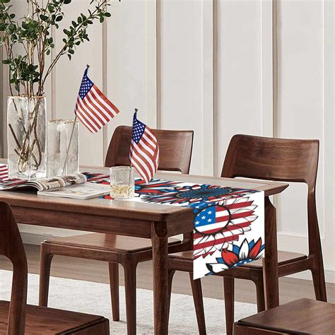 Hanzidakd Decorative Table Banner Independence Day Table Runner Holiday