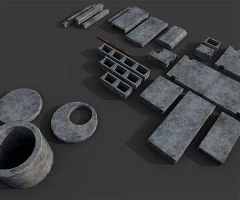 Artstation Concrete Blocks Pack Game Assets