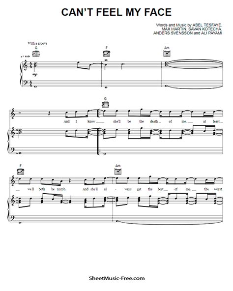 Can't Feel My Face Sheet Music The Weeknd Download