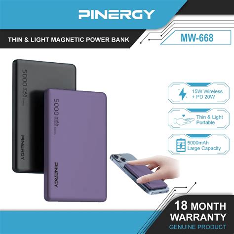 PINERGY MW 668 15W Wireless PD20W 5000mAh IP Thin Light Magnetic