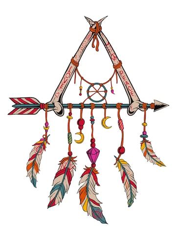 Premium Vector | Native american dreamcatcher tattoo design