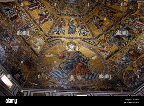 Mosaic Ceiling The Baptistery Of St John Florence Italy Stock Photo