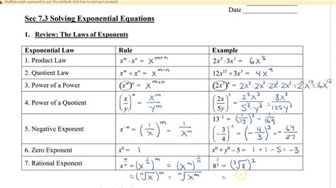 Math 12 - Sec 7.3 Solving Exponential Equations - YouTube