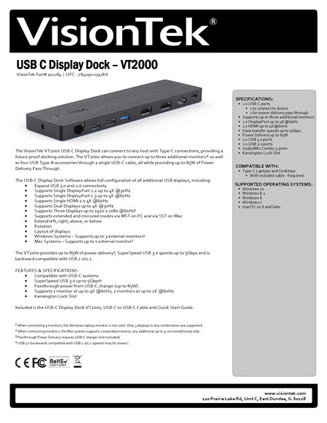 Visiontek Vt Usb C Docking Station User Manual