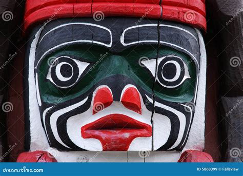 Carving Face On A Totem Pole Stock Image Image Of Abstract