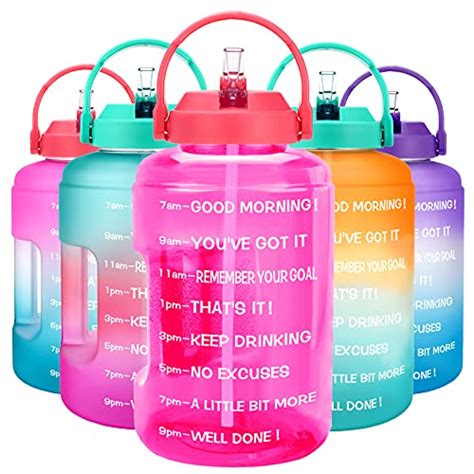 BuildLife Gallon Water Bottle With Straw Motivational Time Marker BPA