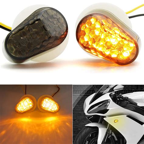 Motorcycle Led Smoke Flush Mount Light W Turn Signal Lamp For Yamaha