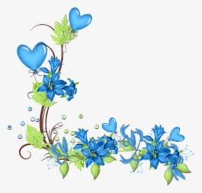 Transparent Floral Border Png - Blue Flower Border Clipart, Png ...