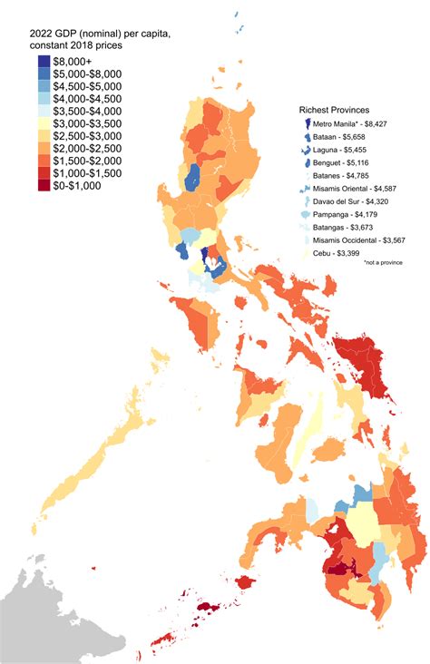 Philippine Provinces By Gdp Per Capita 2022 R Mapporn