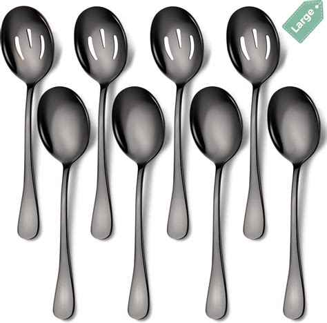 Amazon Keyoxy Black Large Serving Spoons Pieces Large Stainless