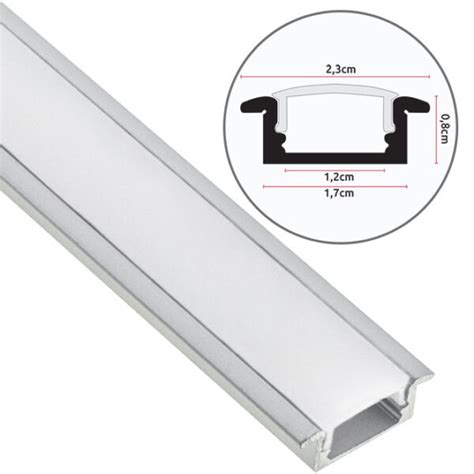 Calha Abas Para Fita Led Difusor Opalino Para Embutir L X