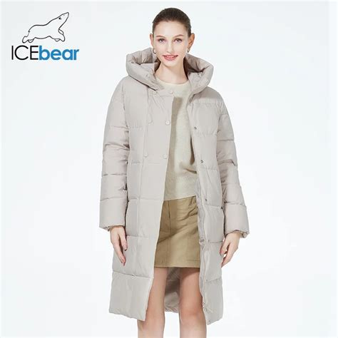 Женская зимняя куртка ICEbear с капюшоном | AliExpress