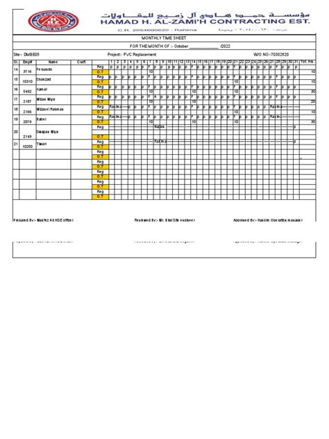 Time Sheet Form | PDF