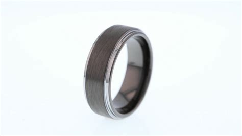 Mens Black Two Tone Tungsten Frozen Finish Step Edge 8mm Wedding Band