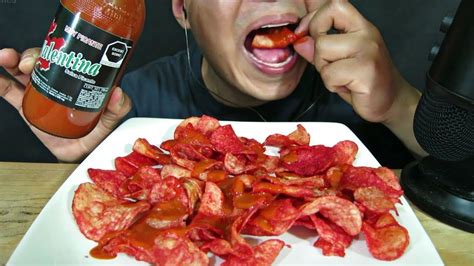 Asmr Comiendo Papas Sabritas Flamin Hot Con Salsa Valentina Etiqueta