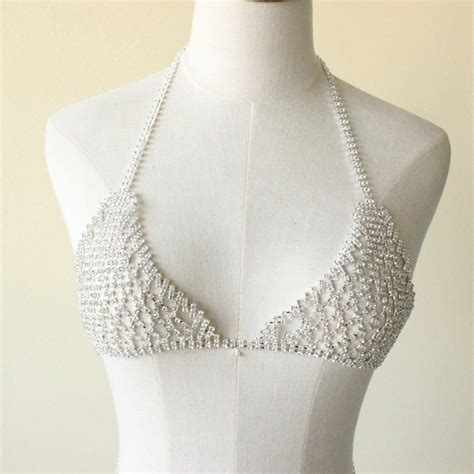 Erotic Sexy Hollow Out Rhinestone Necklace Bikini Diamante Etsy