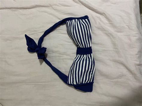 Asos Swim Navy White Striped Bandeau Bikini Women S Fashion Swimwear Bikinis Swimsuits On