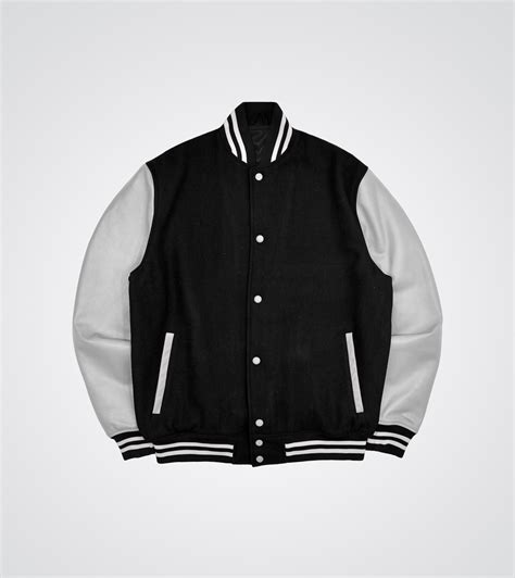 Black And White Varsity Jacket Leather Sleeves Customware