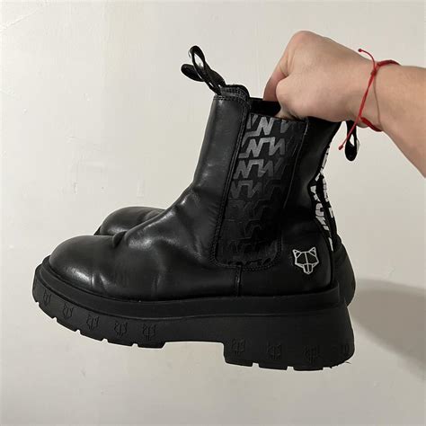 NAKED WOLFE CAUTION BLACK LEATHER BOOT Mens Size Depop