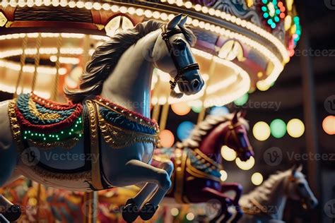 childrens horse night carousel, outdoor attraction in circus 22083581 ...