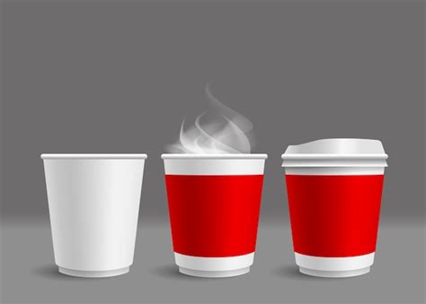 Premium Vector Hot Coffee Cup With Smoke On Gray Background