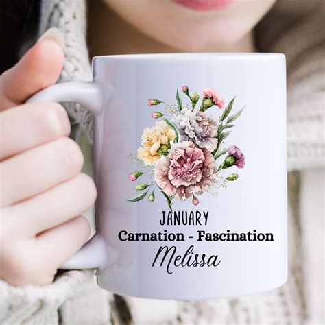 Personalized October Birth Flower Month Coffee Mug Custom Mom T