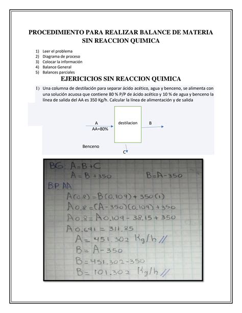 Solution Ejercicios De Balance De Materia Sin Reacci N Qu Mica Studypool