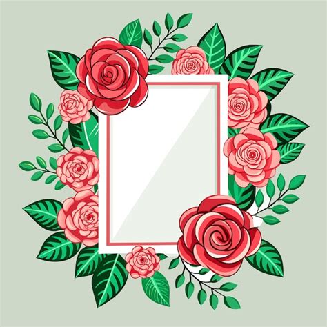 Premium Vector Rose Flower Frame Hand Drawn Flat Stylish Cartoon