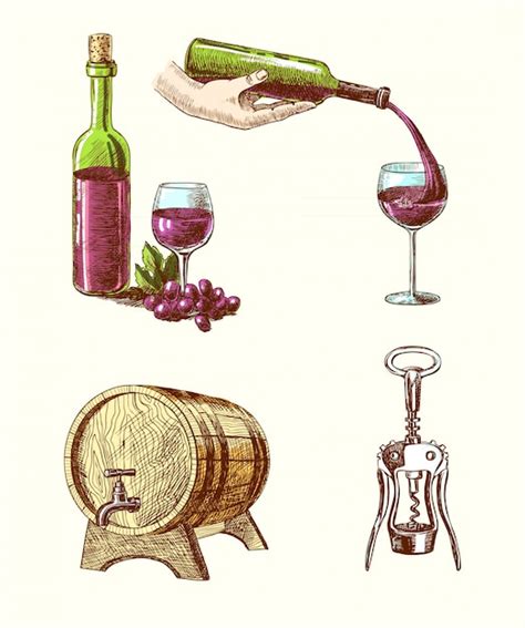 Free Vector Elements About Wine Hand Drawn