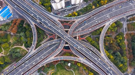 Premium Photo | Aerial view Shanghai spectacular elevated highway and ...