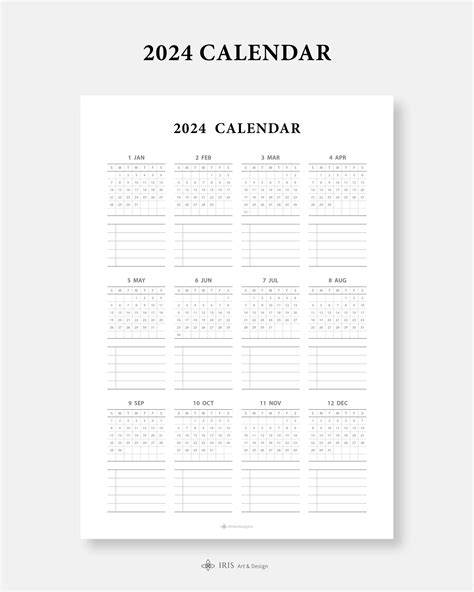 2023 2024 Yearly Calendar Planner Template Year at a Glance - Etsy