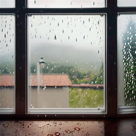 Premium AI Image | Rainy day scene from a window inside room home