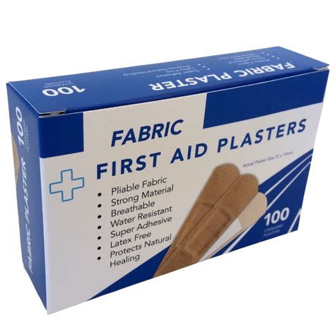 Adhesive Sticking Plasters Fabric Box of 100 76mm x 19mm – Health and Safety