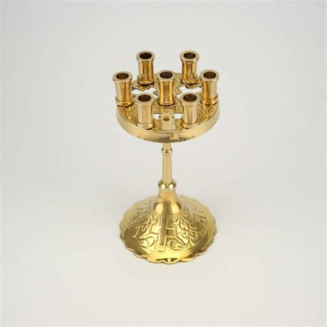 Seven Candle Brass Stand Cross Design BlessedMart