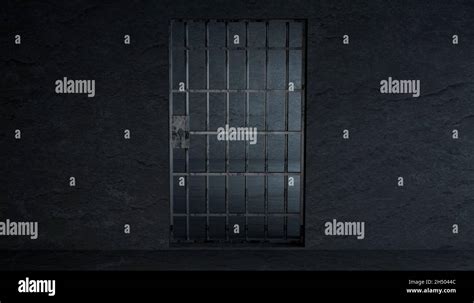 prison jail with Metal Jail cell door 3d illustration Stock Photo - Alamy