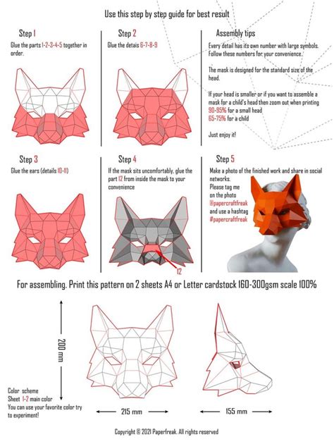 The Instructions For How To Make An Origami Fox Mask With Different