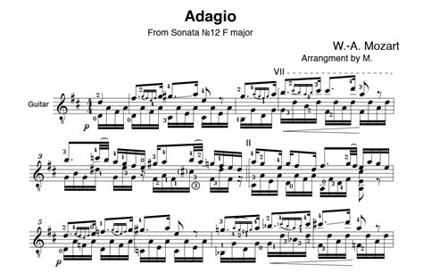 Adagio for guitar. Guitar sheet music and tabs.