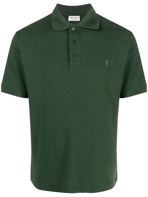 Saint Laurent Short Sleeve Polo Shirt Green Farfetch