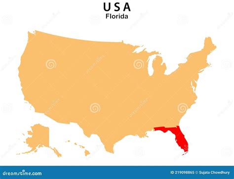 Florida State Map Highlighted On USA Map Florida Map On United State