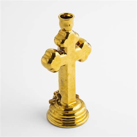Подсвечник в виде креста, керамика, металл, золочение, Россия, 2015 ...