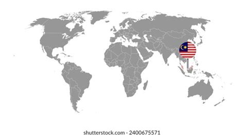 Pin Map Malaysia Flag On World Stock Vector (Royalty Free) 2400675571 ...