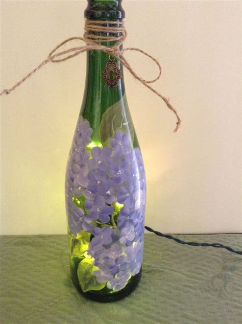 Hand Painted Wine Bottle Light Etsy Painted Wine Bottles Hand