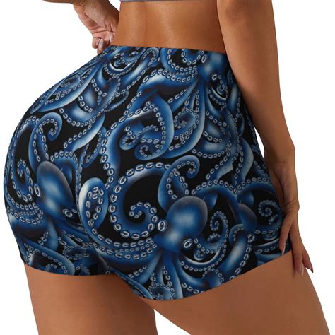 Balery Octopus Printed Workout Shorts For Women Seamless Scrunch Short