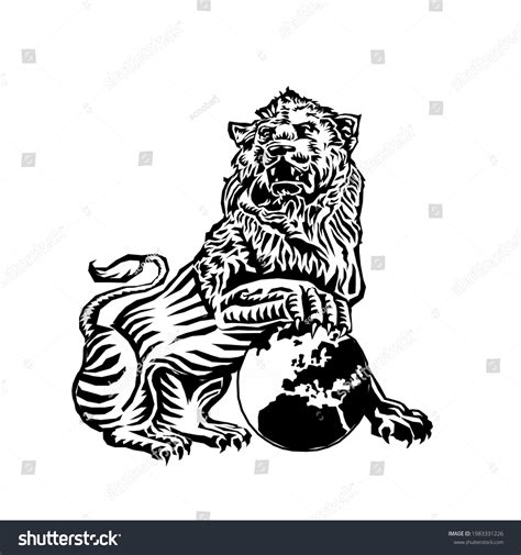 Lion Tracing Detail Illustration Stock Vector Royalty Free 1983331226