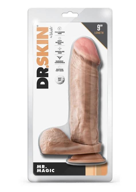 Dr Skin Mr Magic Dildo With Balls And Suction Cup 9in Vanilla