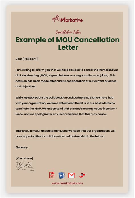 Best Mou Cancellation Letter Templates Markative