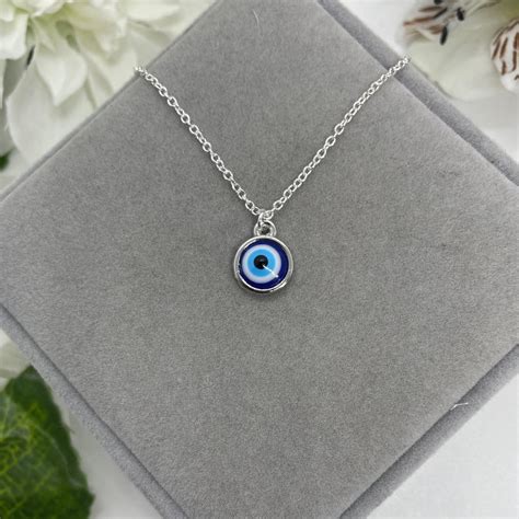 Silver Evil Eye Pendant Necklace Evil Eye Necklace Necklaces Etsy UK