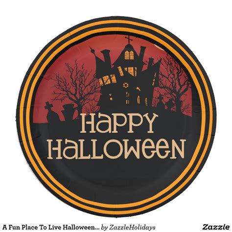 A Fun Place To Live Halloween Party Paper Plates | Zazzle | Paper ...