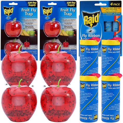 Buy Raid 4 Fruit Fly Trap And 4 Fly Ribbon Fly Strips Fly Traps For